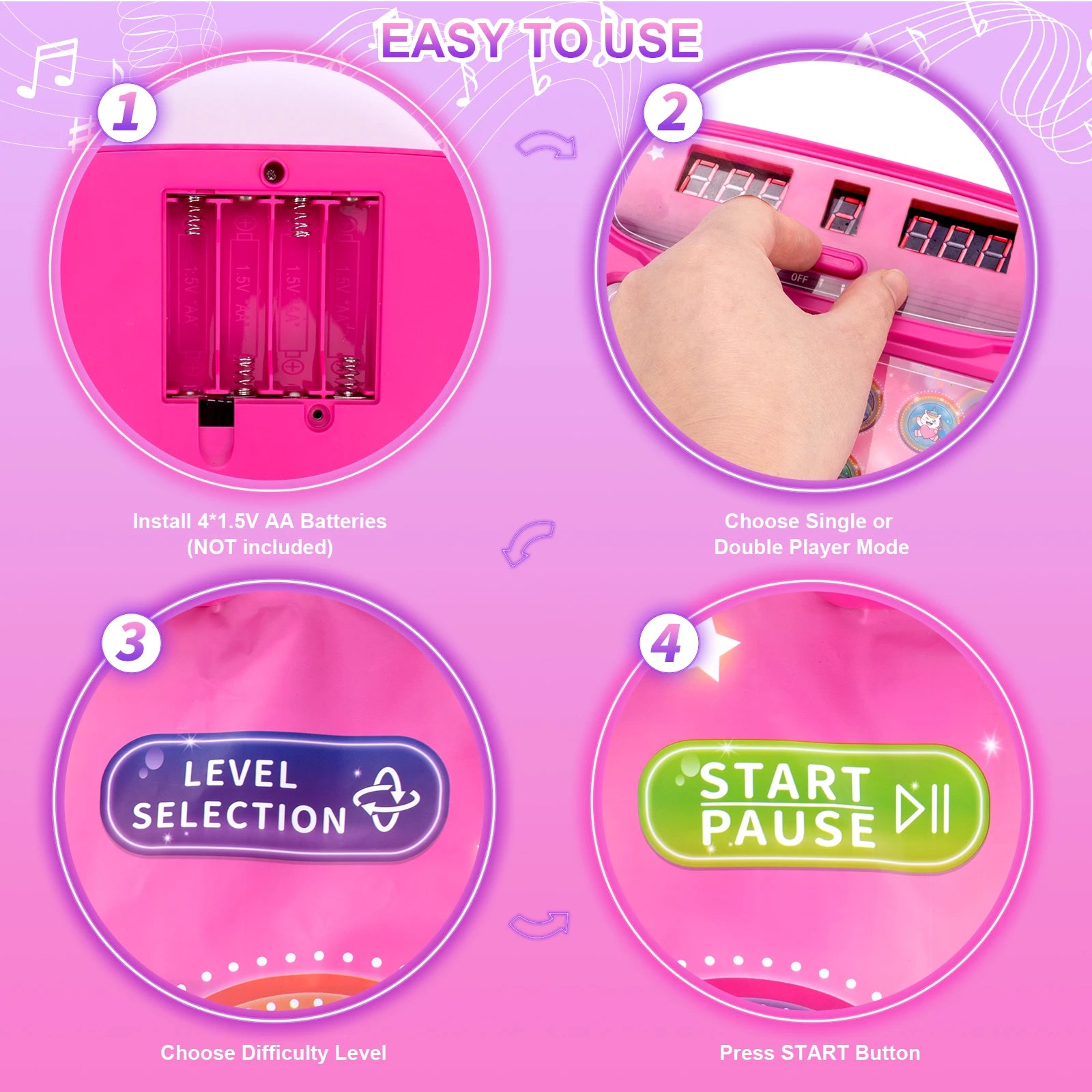 106x80cm Kids Dance Mat Bluetooth Light - Two Players