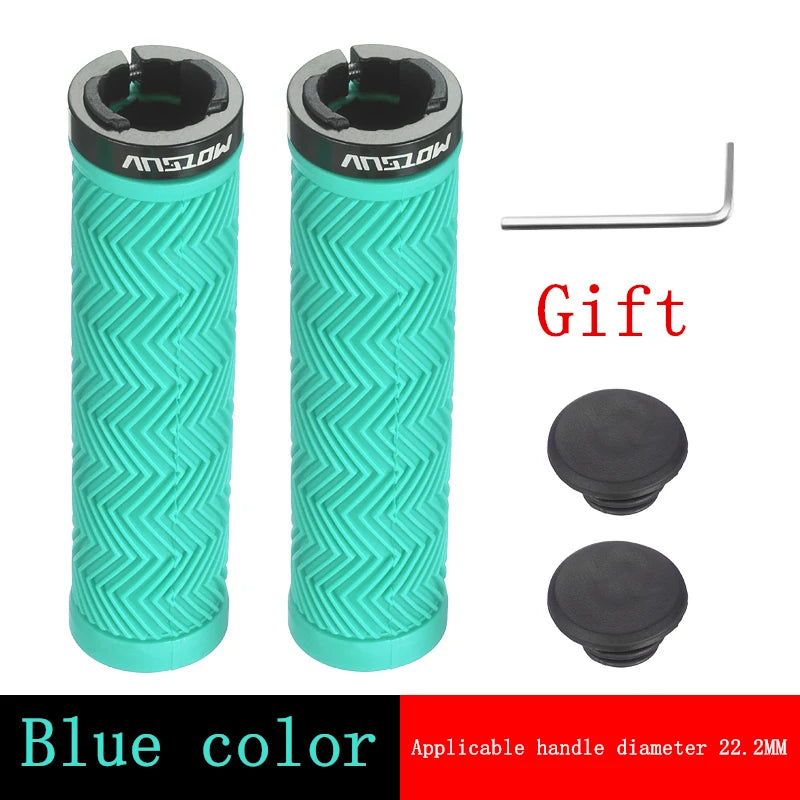 MOTSUV Bicycle Grips &ndash; Non Slip Lock Ring Design MTB cyan
