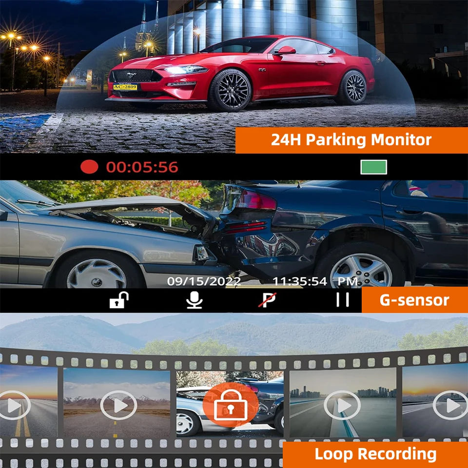 4K Dual Dash Cam WiFi And GPS - Front 4K Rear 2.5K Night