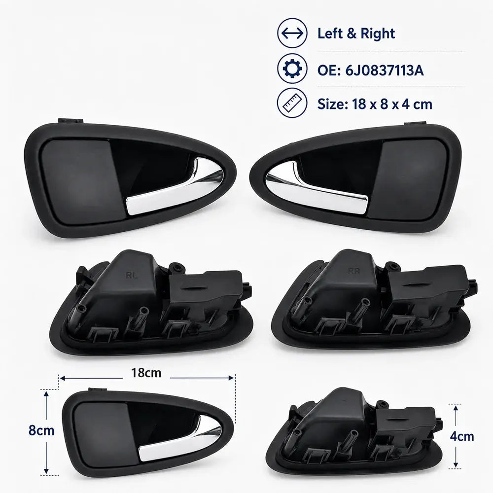 Plastic Door Handles Bright Silver for Seat Ibiza 6J0837113A 6J0837114A by InterCyprus Trading Ltd
