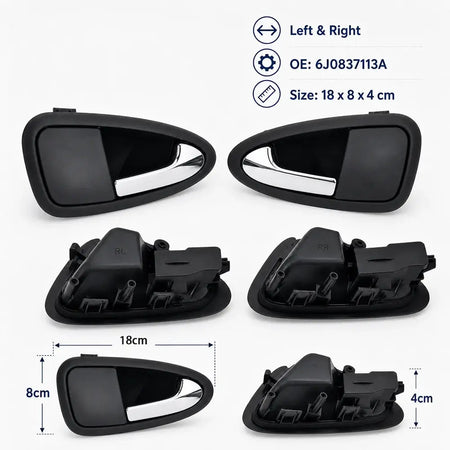 Plastic Door Handles Bright Silver for Seat Ibiza 6J0837113A 6J0837114A by InterCyprus Trading Ltd