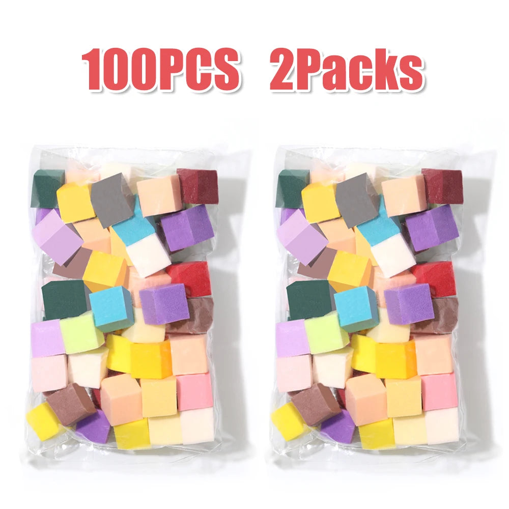 YIKOOLIN 50/200PCS Gradient Nail Sponge Set &ndash; Mini Sponges Color Sponge 100Pcs