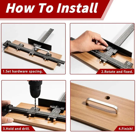 Cabinet Hardware Jig, Adjustable Drill Guide for Accurate Installation of Door and Drawer Front Handles and Knobs Punch Locator by InterCyprus Trading Ltd
