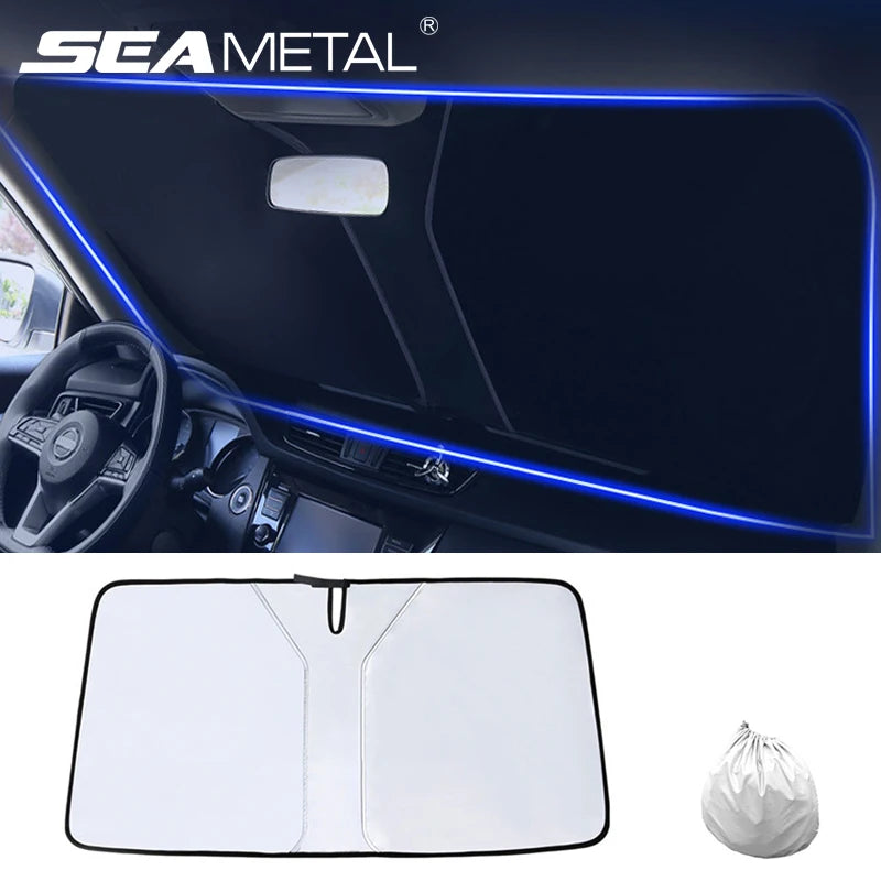 SEAMETAL Foldable Car Windshield Sun Shade for UV Protection and Summer Cooling