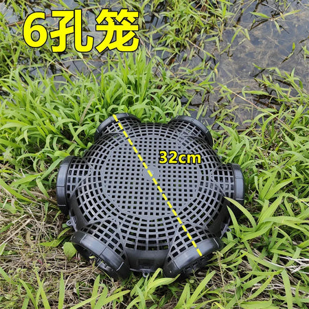 Durable Black Fish and Crayfish Catcher Net - Outdoor Fishing Trap 6hole 32cm / as show