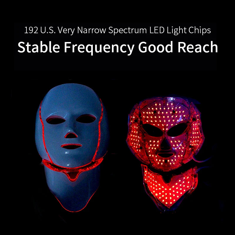 7 Colors LED Light Facial Mask &ndash; Neck Therapy And Firming