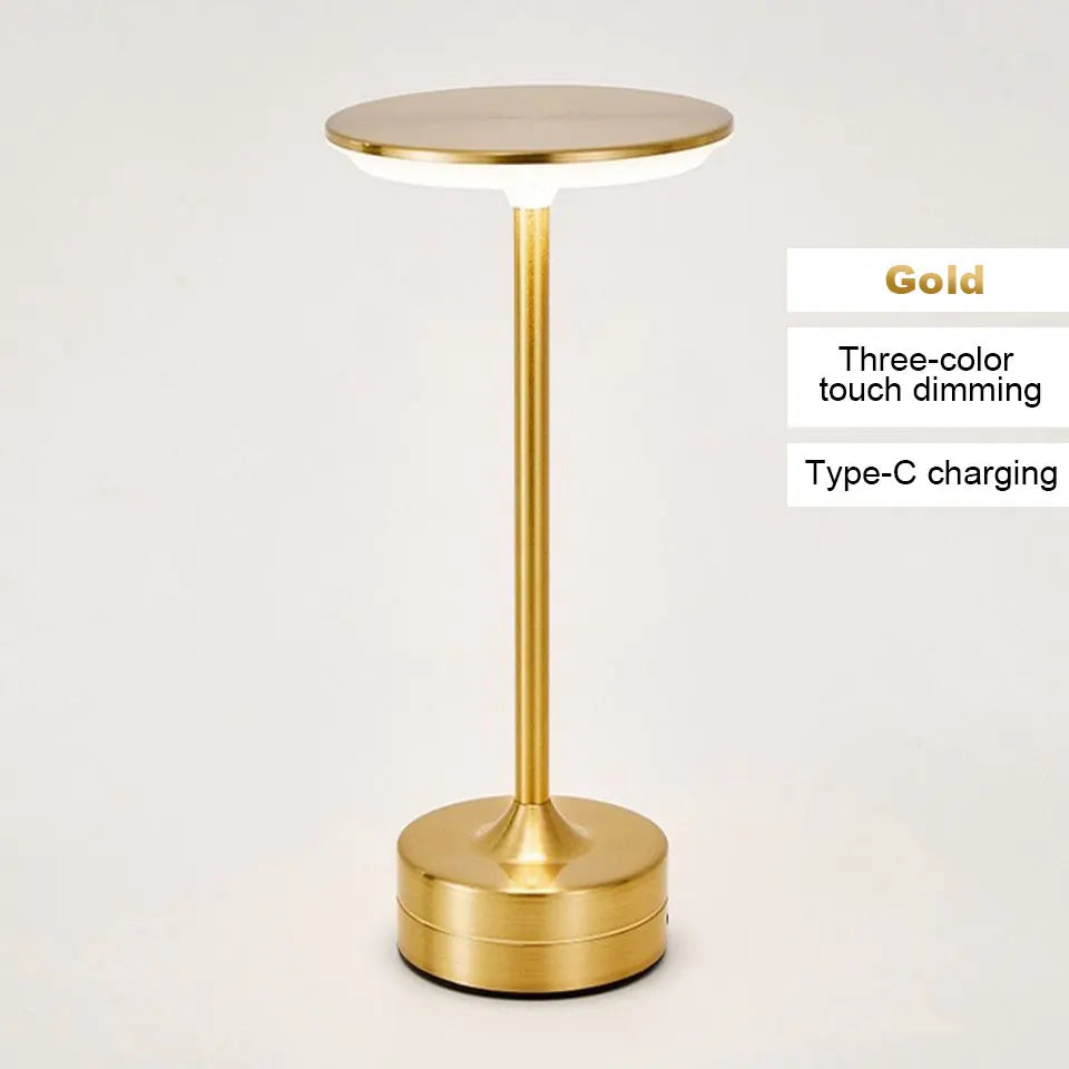 LED Table Lamp Touch Sensor Night Light &ndash; USB Rechargeable Gold / Trichromatic Light