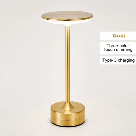 LED Table Lamp Touch Sensor Night Light &ndash; USB Rechargeable Gold / Trichromatic Light