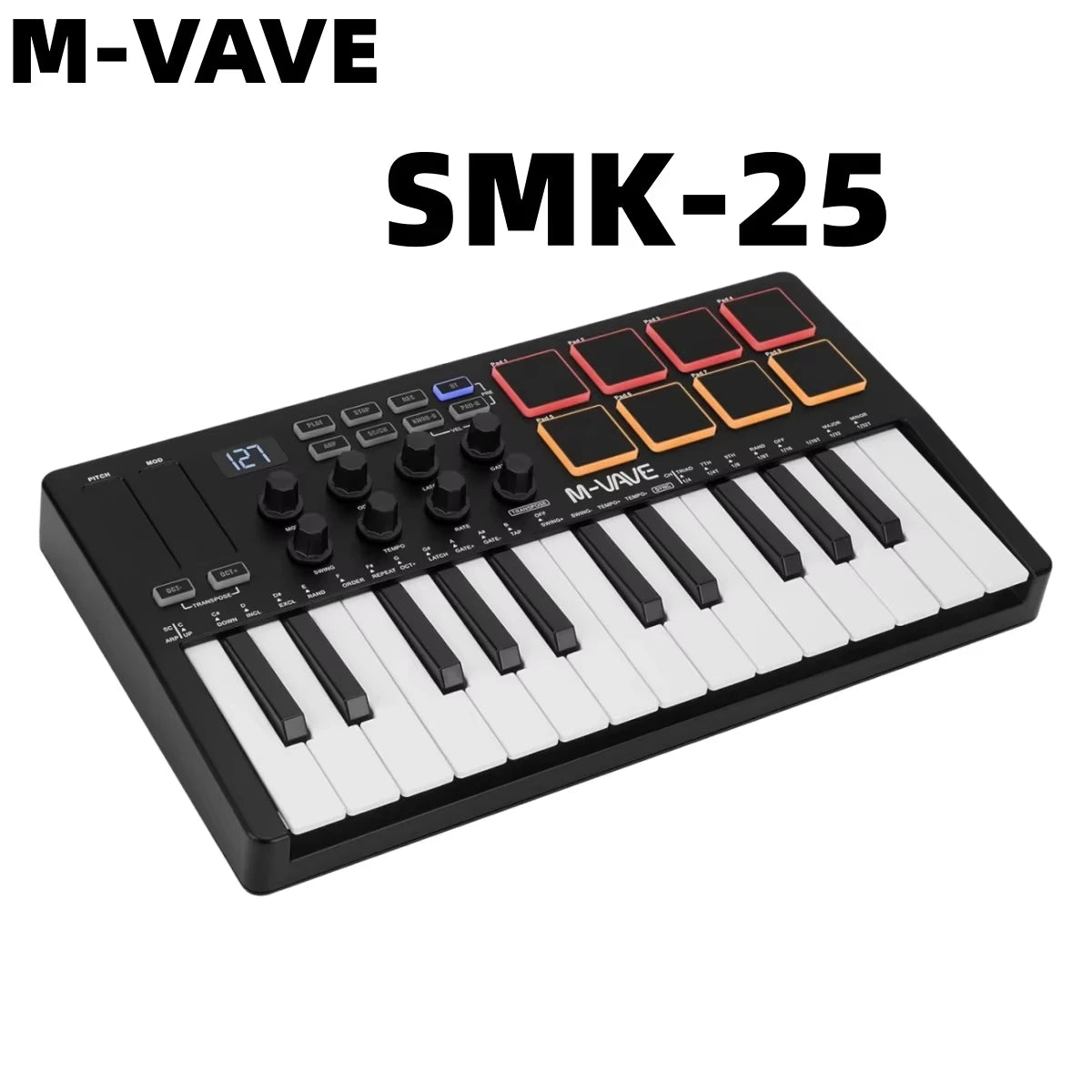 M-VAVE SMK-25 USB MIDI Keyboard Controller - Bluetooth SMK-25 Black