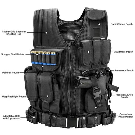 Tactical Vest Multi Pocket Swat &ndash; Durable 600D Polyester