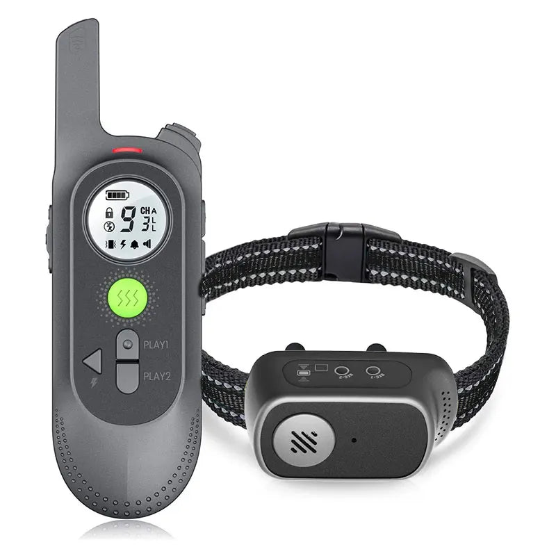 PetEdu Waterproof Dog Training Collar with Remote Voice Commands and Vibration PS6-Black
