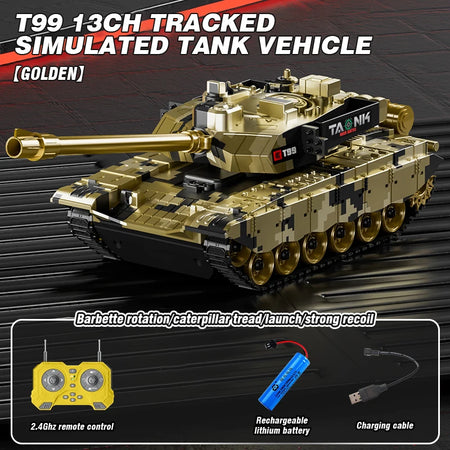 RC Tank 13 Channel &ndash; Shooting Function Battle Ready T99 golden