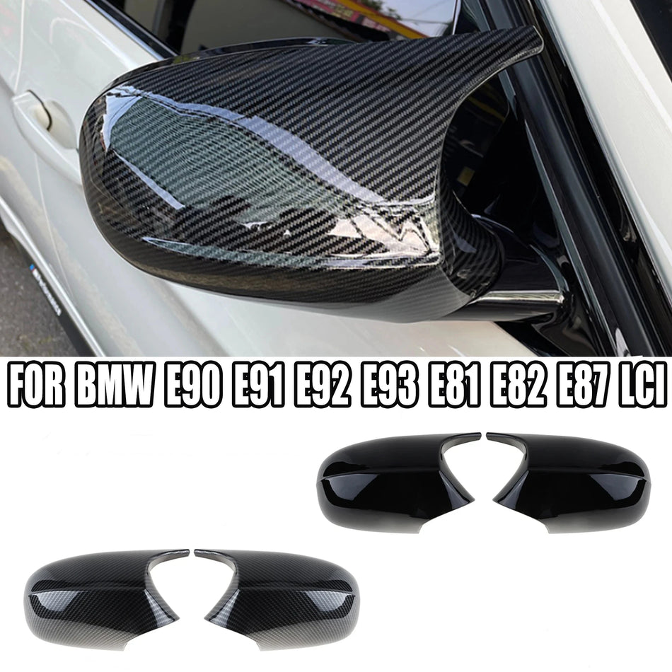 Capas de Espelho Lateral Preto Brilhante com Aparência de Fibra de Carbono para BMW E90 E92