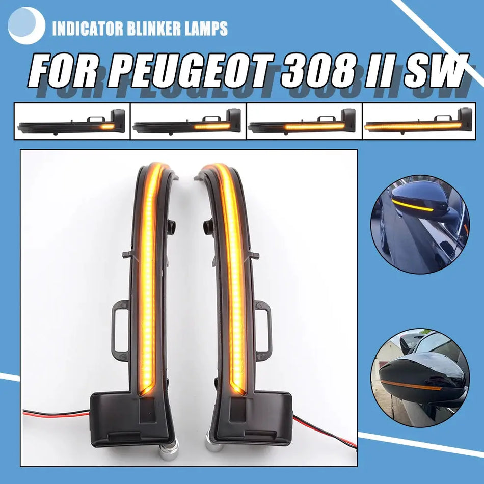 Mirror LED Turn Signal Lamps With Smoke Lens For Peugeot 308 II SW 1610708280 by InterCyprus Trading Ltd