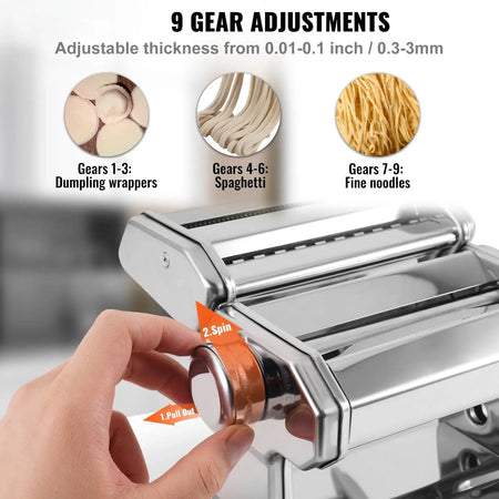 Manual Pasta Maker Set Stainless Steel Noodle Roller Cutter