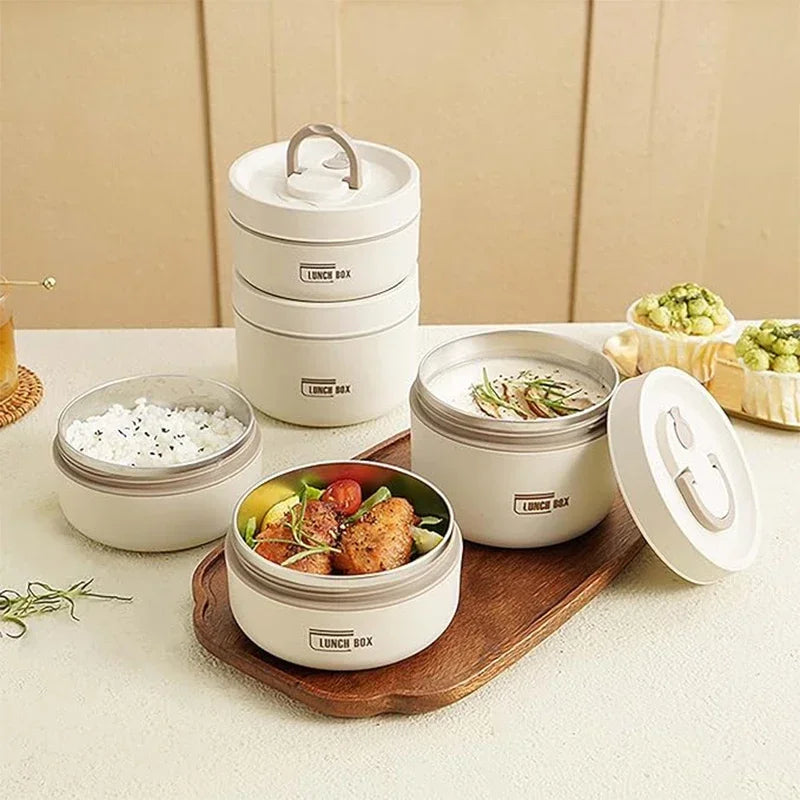 Insulated Lunch Box Set &ndash; Stackable 3 Compartments Durable