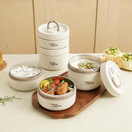 Insulated Lunch Box Set &ndash; Stackable 3 Compartments Durable