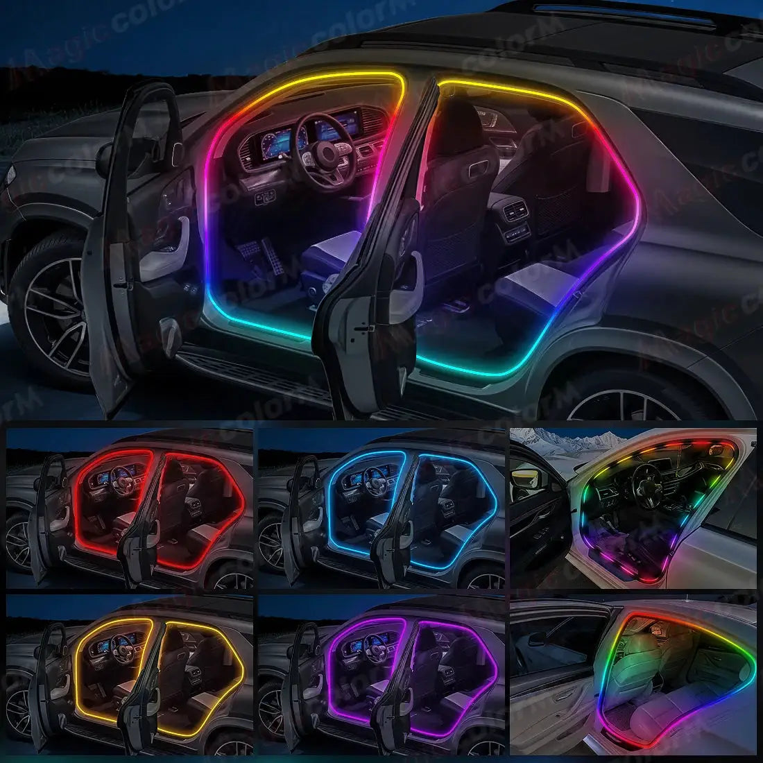 4in1 2in1 Symphony Car Door Frame Ambient Lights Universal RGB 3M 4M LED Acrtlic Strip APP Remote Control USB Type C Plug & Play by InterCyprus Trading Ltd