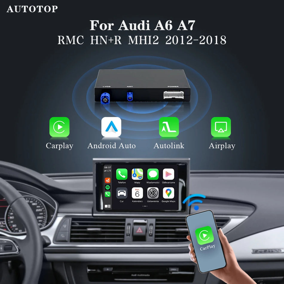 Autotop Trådlös CarPlay Android Auto Mottagare Audi A6 A7