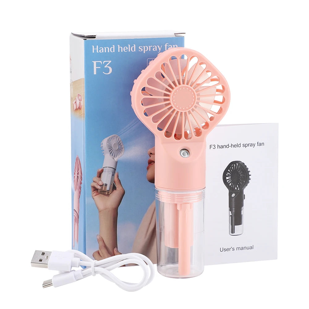 Portable USB Rechargeable Mini Air Conditioner &amp; Humidifier Fan for Home Office Pink / CHINA