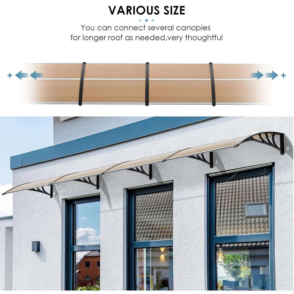 Прозрачный арочный навес для входной двери с ПК кронштейном 270x98.5 см