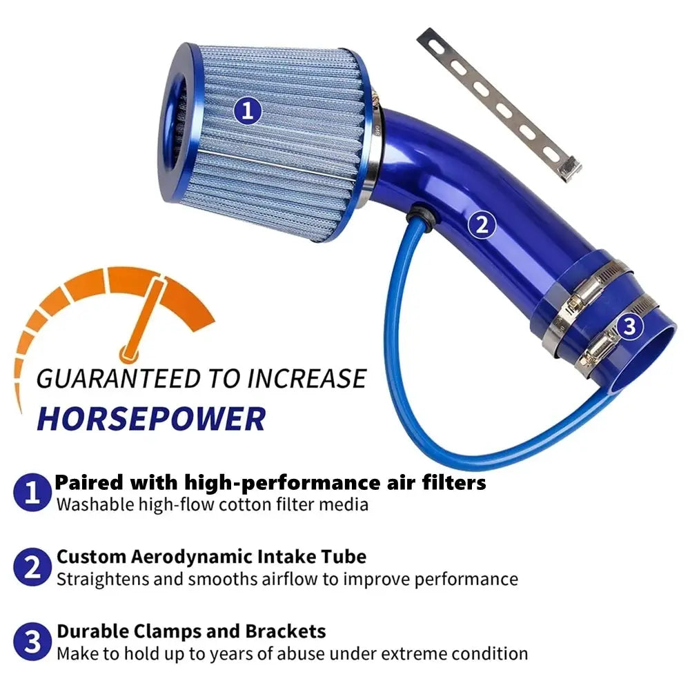 3" Cold Air Intake Pipe Kit & 76mm Air Filter, Car Cold Air Intake Turbo Filter Aluminum Air Filter Induction Flow Hose Pipe Kit by InterCyprus Trading Ltd