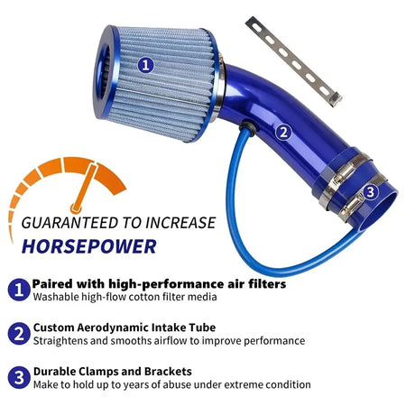 3" Cold Air Intake Pipe Kit & 76mm Air Filter, Car Cold Air Intake Turbo Filter Aluminum Air Filter Induction Flow Hose Pipe Kit by InterCyprus Trading Ltd