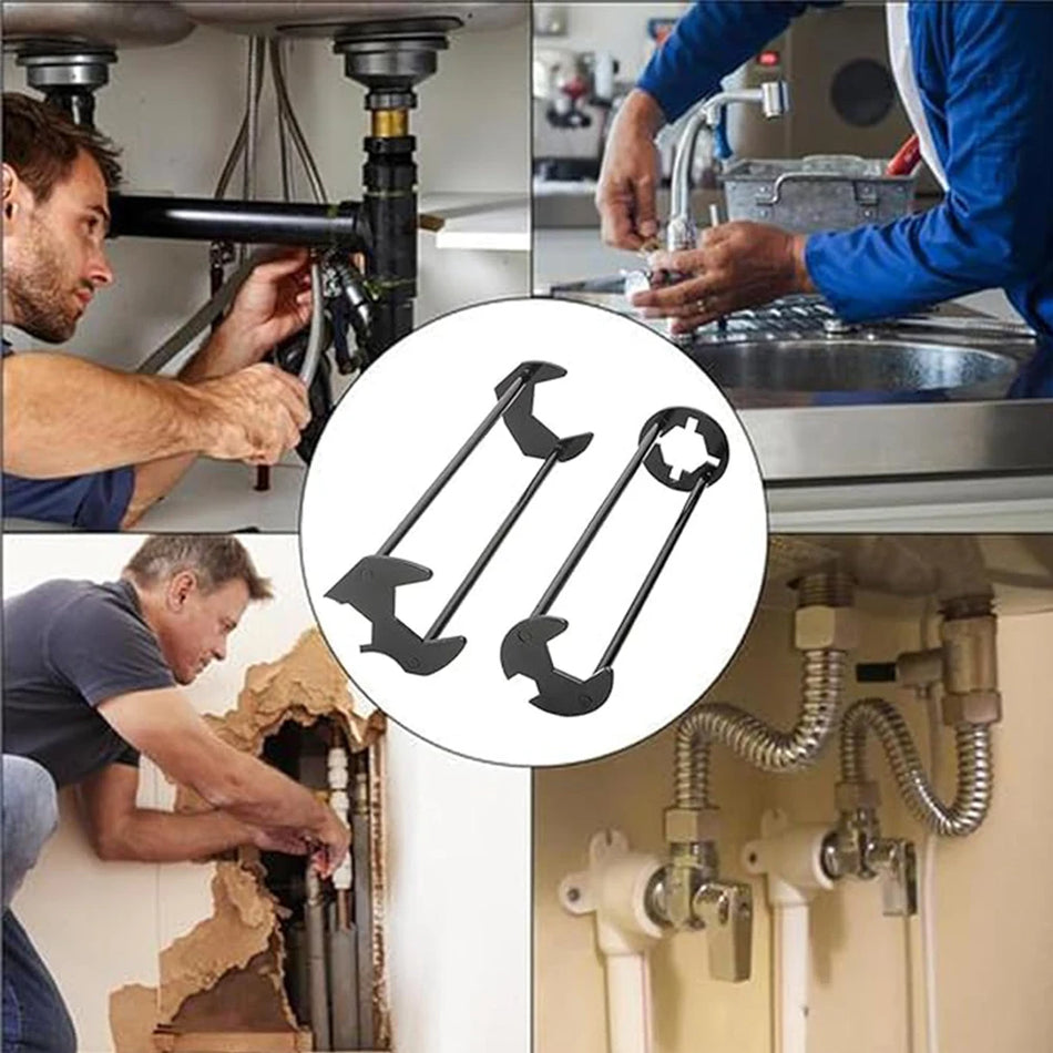 Klíč na umyvadlo čtyřčelisťový hexagonální nástroj pro instalatéry na kohoutky umyvadel