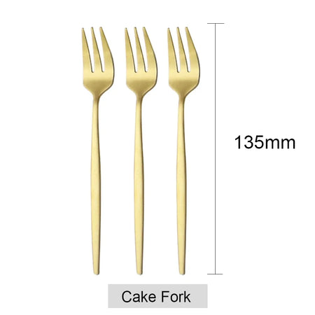 6Pcs Stainless Steel Matte Cake Fork Set &ndash; Elegant Gold Tableware