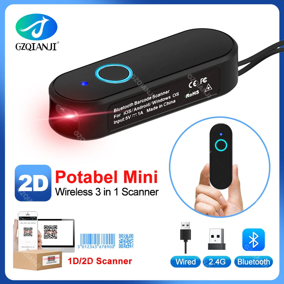 Bluetooth 2D Mini Kabatas Kodu Skeneris Noliktavas Inventāram