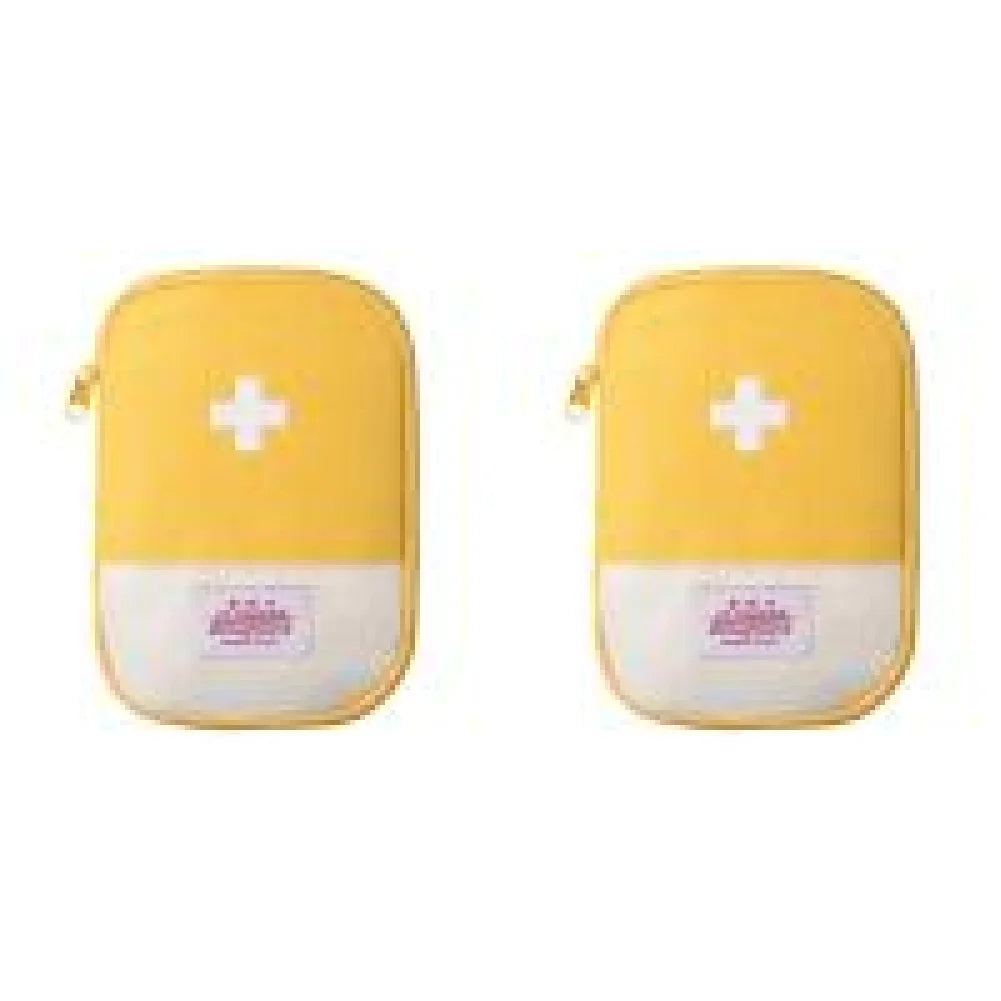 2PCS Mini Medicine Bag &ndash; Cute First Aid Kit Organizer Yellow / 18x13cm