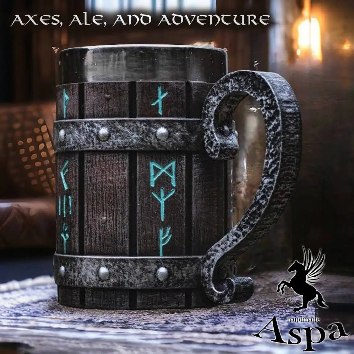 Barrel Style Wood Beer Mug - Insulated Stainless Steel