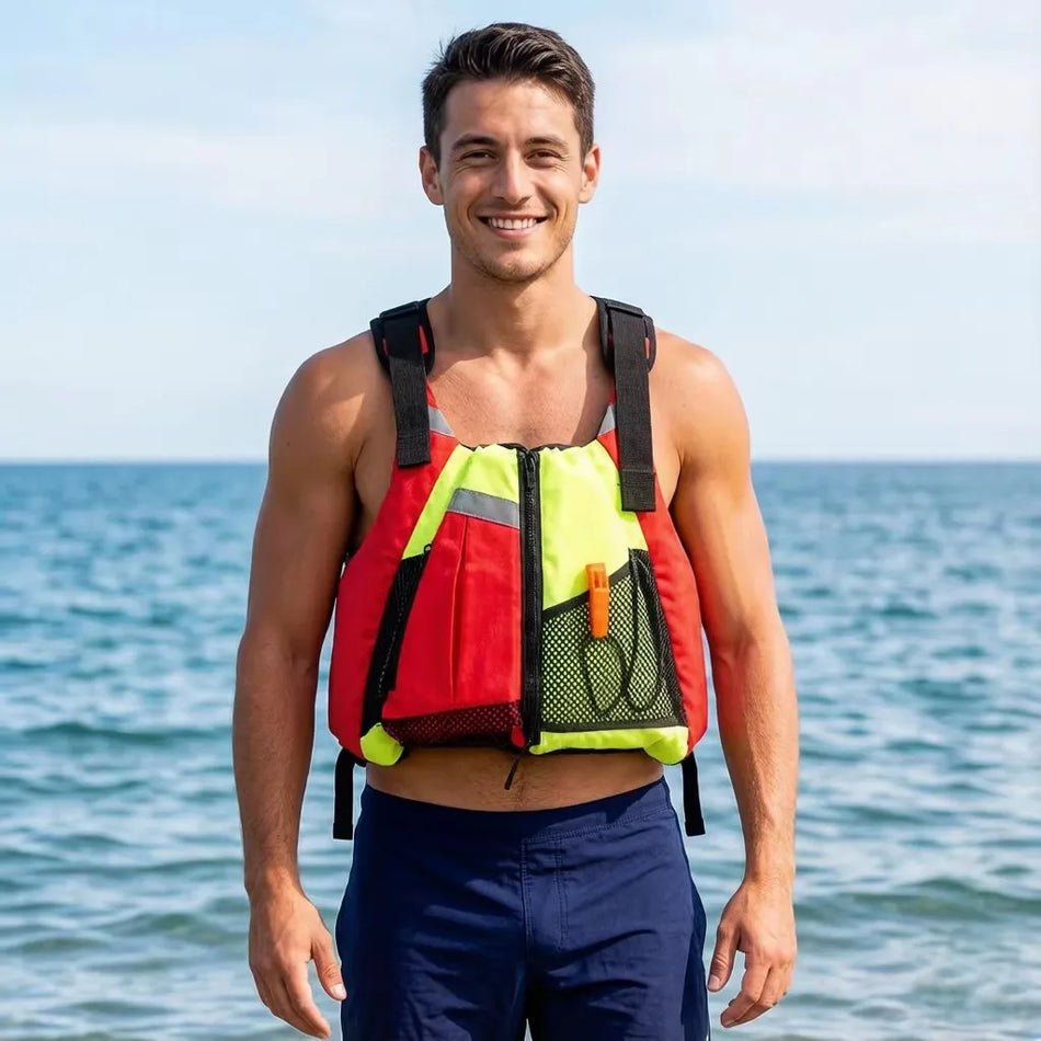 Adult Kayaking Life Jacket With Storage Pocket For Water Sports