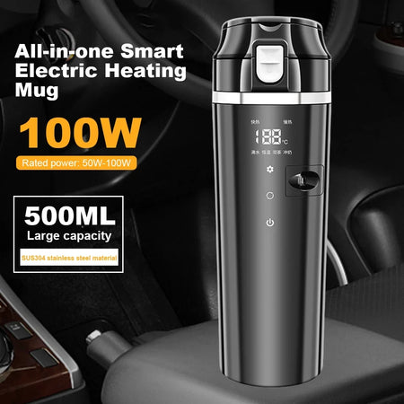 12V 24V Car Heated Mug 500ML &ndash; Digital LCD Control Smart
