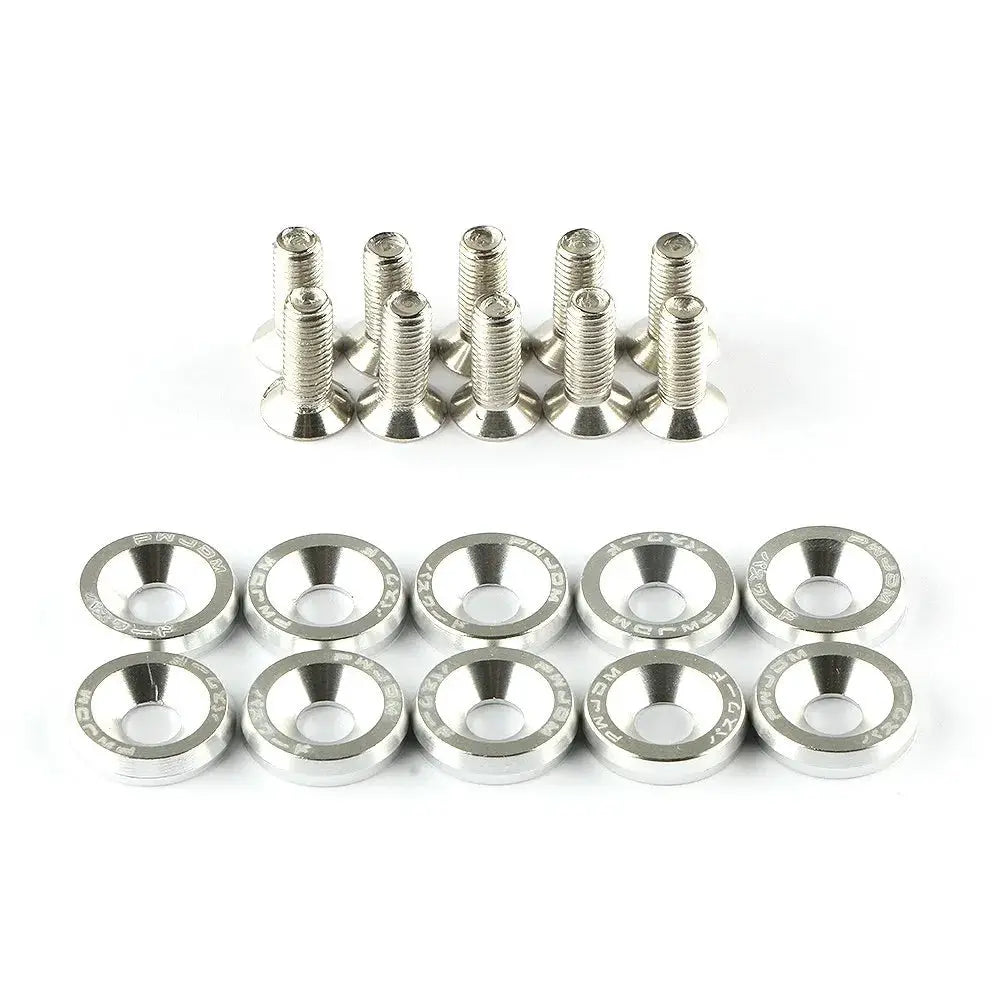 10Pcs/Set M6 * 20mm JDM Bumper Fender Washer Kit Engine Bay Dress Up Bolts Fasteners Aluminum Concave Hex Screws by InterCyprus Trading Ltd