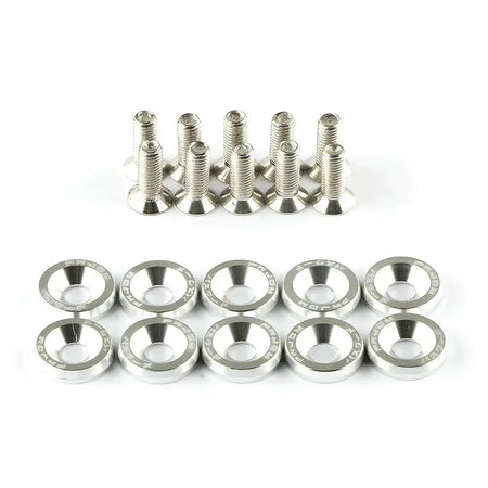 10Pcs/Set M6 * 20mm JDM Bumper Fender Washer Kit Engine Bay Dress Up Bolts Fasteners Aluminum Concave Hex Screws by InterCyprus Trading Ltd