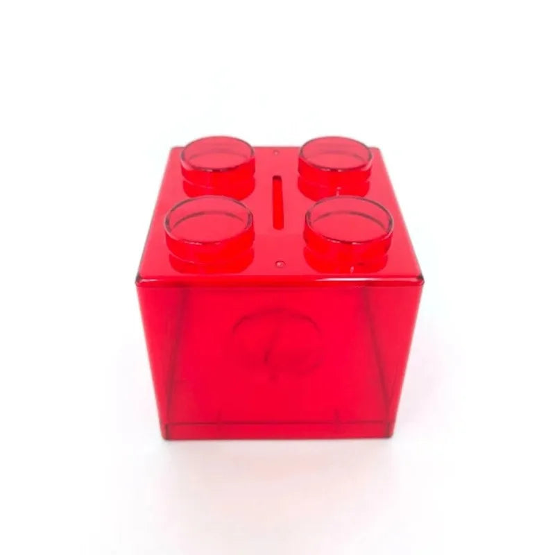 Transparent Building Block Money Box &ndash; Creative Coin Storage and Home Decor 1pc Red