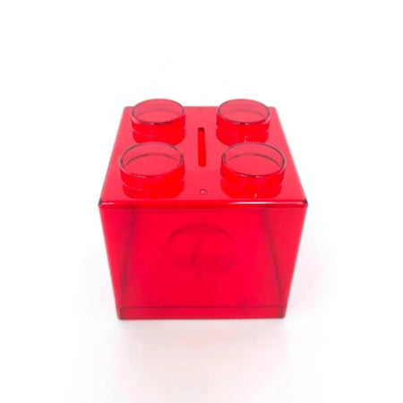 Transparent Building Block Money Box &ndash; Creative Coin Storage and Home Decor 1pc Red