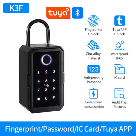 K3F/K5F Waterproof Key Safe Box - Smart Fingerprint Access K3F-tuya