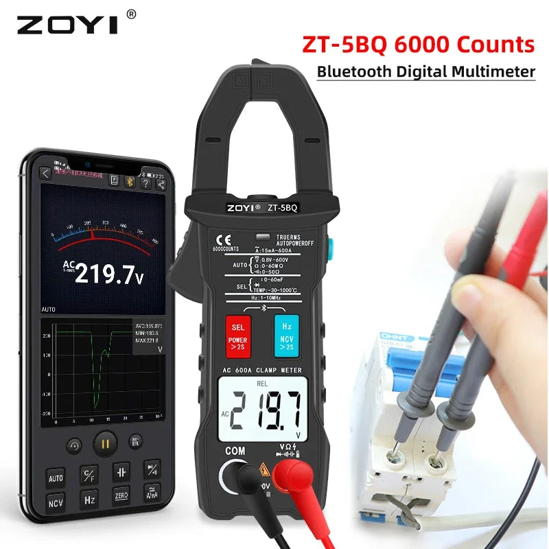 ZOYI ZT-5BQ Bluetooth Clamp Meter &ndash; Auto Range Display