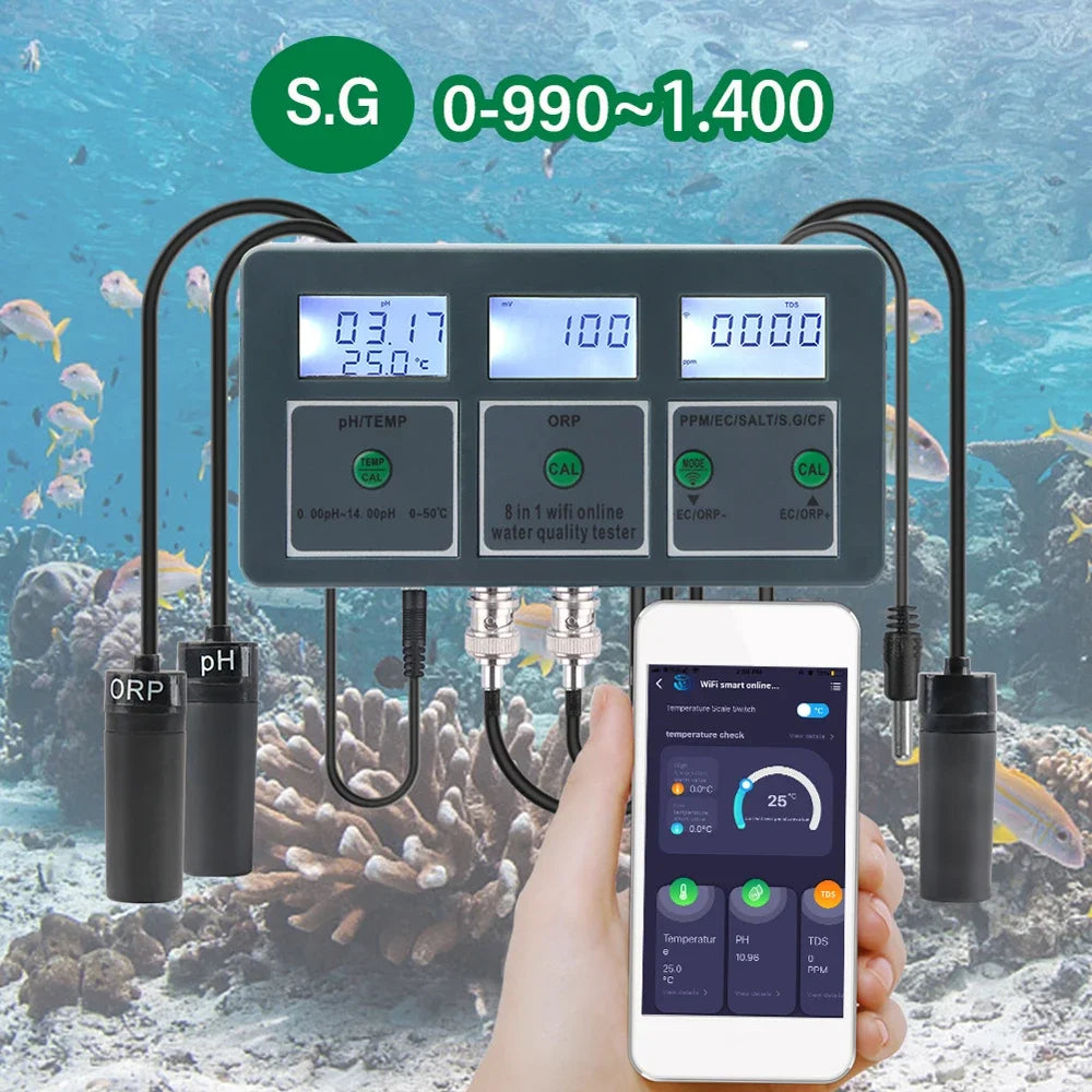 Tuya WiFi 8 In 1 Water Quality Tester &ndash; Smart WiFi Enabled