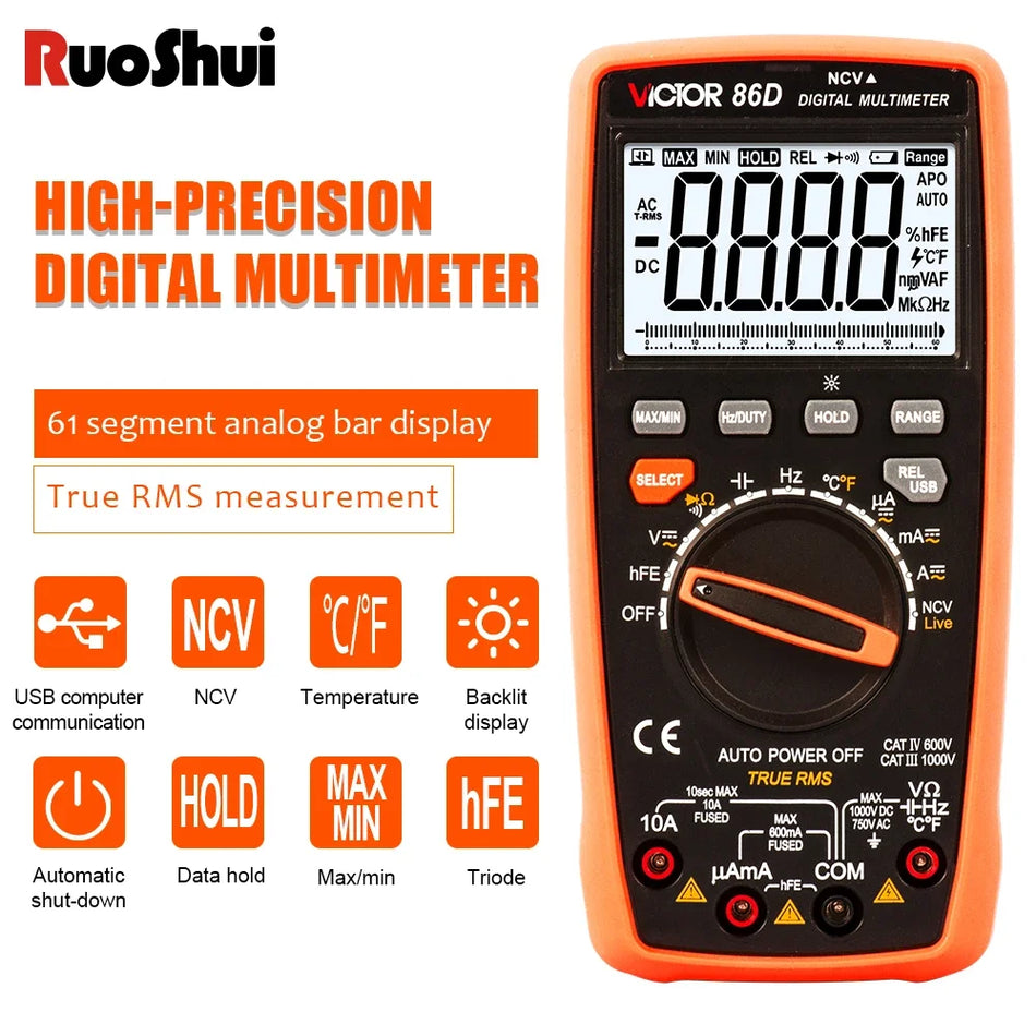 Ruoshui 86 Digitalni Multimetar 22000 Automatski Raspon USB Temp Freq