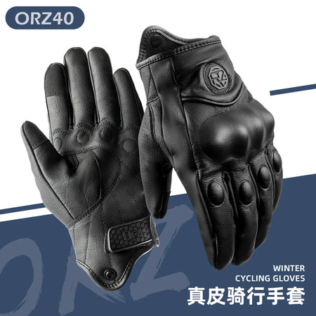 ORZ Goatskin Motorcycle Riding Gloves &ndash; Full Finger Comfort