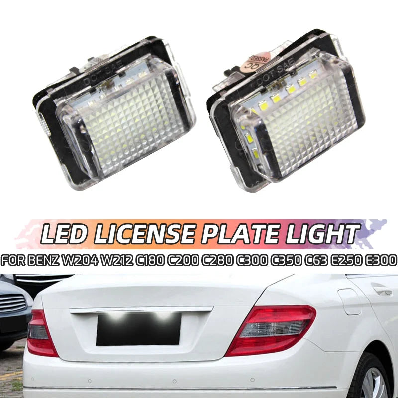 2Pcs 12V Ingen Fel LED Registreringsskyltsljus Mercedes Benz