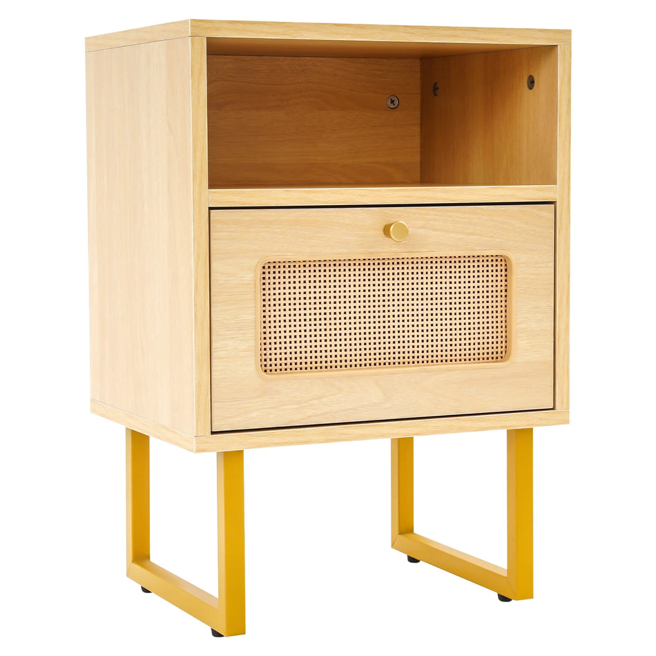 Компактна 3-етажна нощна масичка с чекмедже за съхранение черно бяло