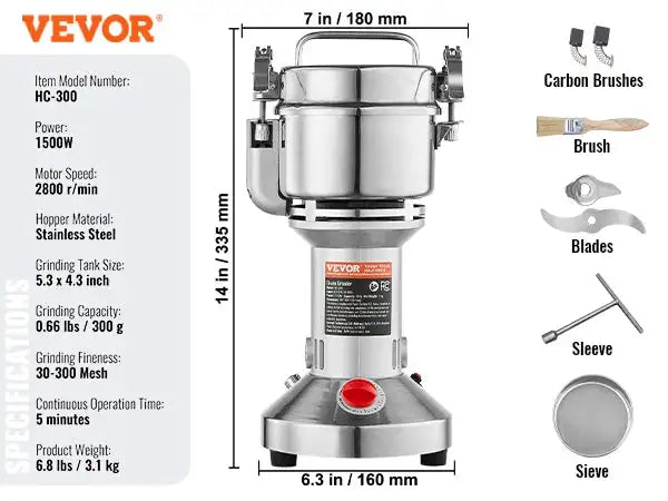 Electric Grain Mill Grinder 150 To 2500g For Spices 300g 1400w upright / spain