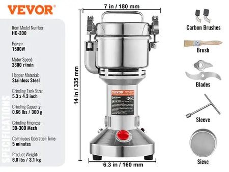 Electric Grain Mill Grinder 150 To 2500g For Spices 300g 1400w upright / spain