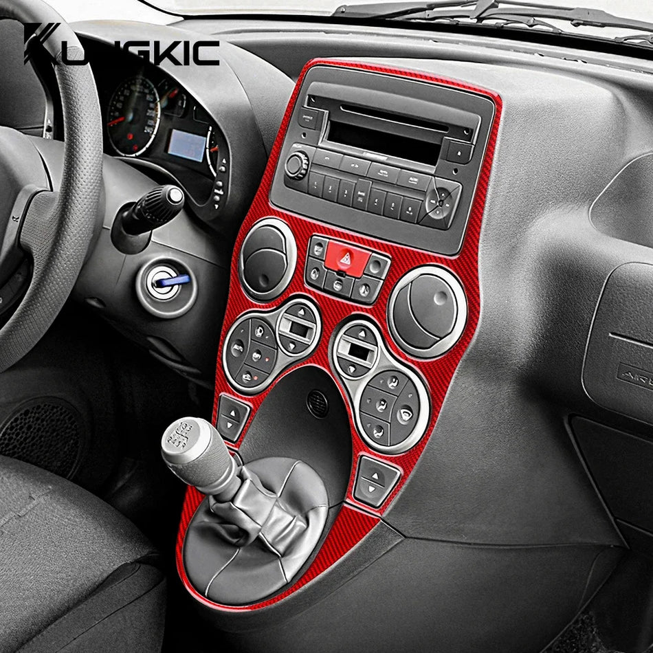 Modanatura per console centrale in morbida fibra di carbonio per Fiat Panda 169
