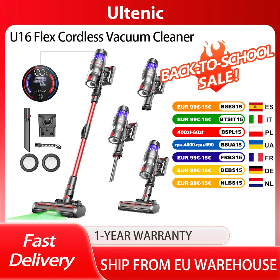 Ultenic U16 Flex Sladdlös Dammsugare Med 45KPa Sugkraft 60 Minuters Drifttid 180 Graders Munstycke 6-Lagers Filtrering