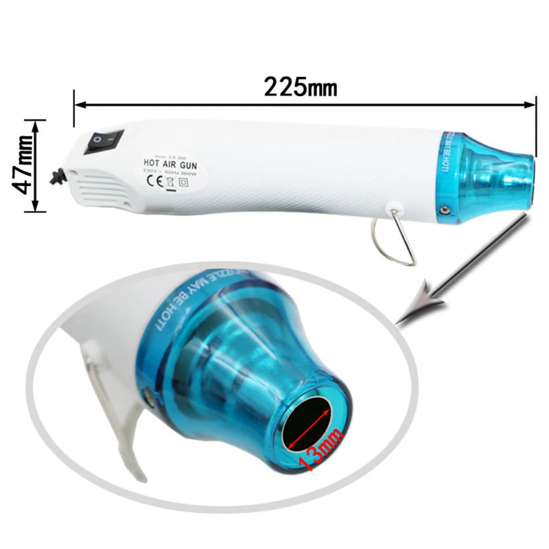 Hot Air Gun 300W 220V, Temperature Adjustable, Lightweight Handheld Heat Tool